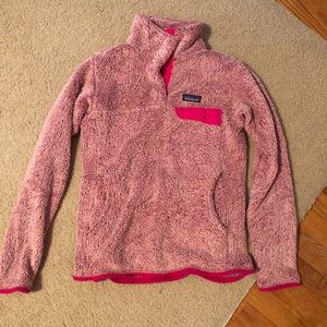 Pink Patagonia Quarter Zip Fuzzy Jacket/Sweatshirt